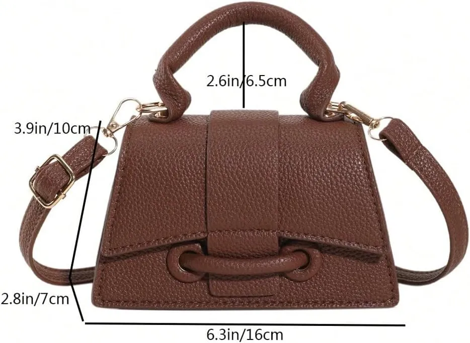 QWINEE Women's Faux Leather Crossbody Bag Top Handle Flap Shoulder Bag Minimalist Handbag