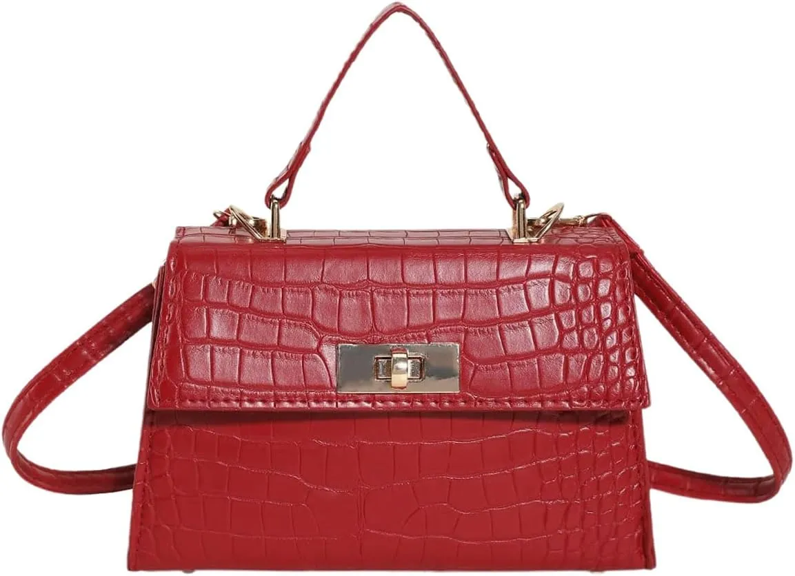QWINEE Women's Faux Leather Crossbody Bag Top Handle Flap Shoulder Bag Minimalist Handbag