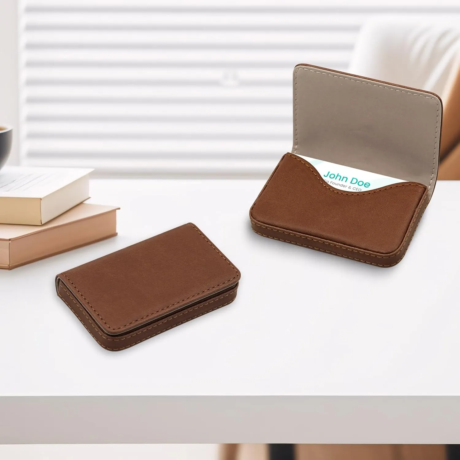 RFID Blocking Wallet - Minimalist Leather Business Credit Card Holder (A52-20)