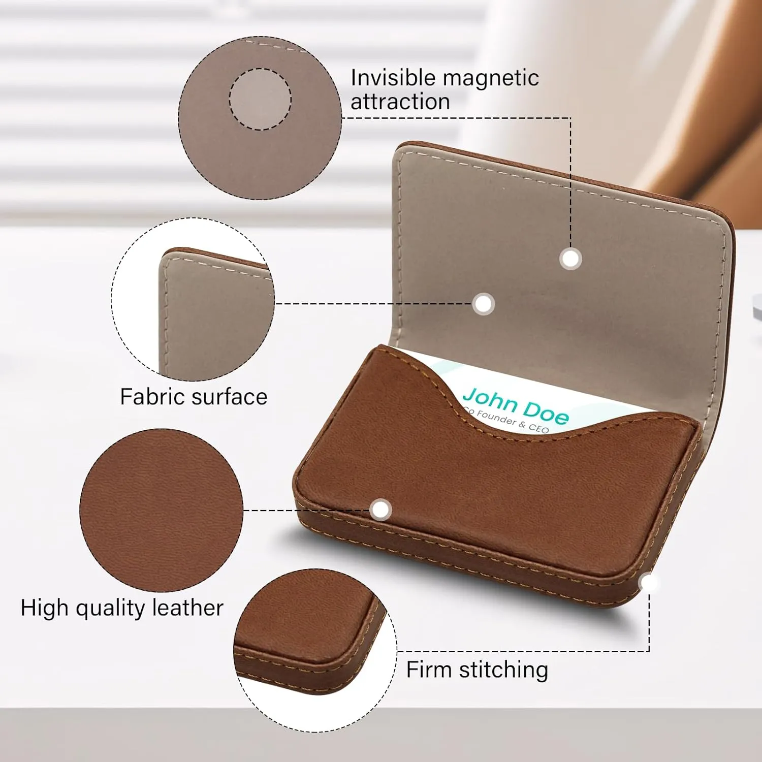 RFID Blocking Wallet - Minimalist Leather Business Credit Card Holder (A52-20)