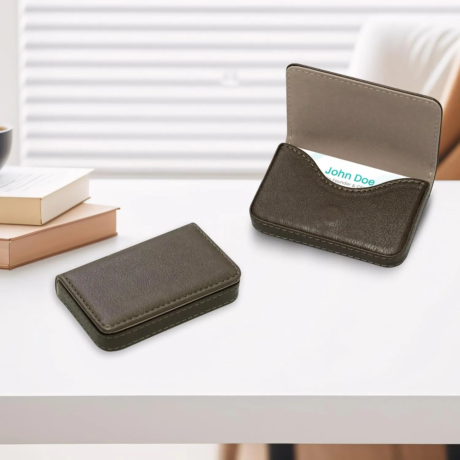 RFID Blocking Wallet - Minimalist Leather Business Credit Card Holder (A65-01)