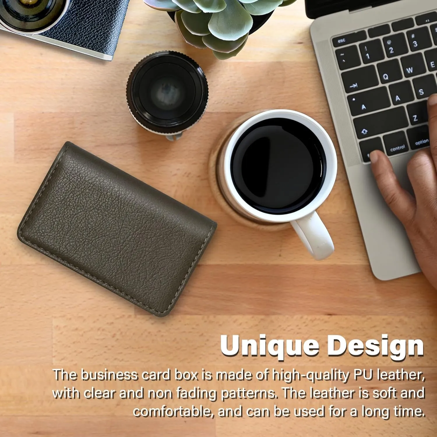 RFID Blocking Wallet - Minimalist Leather Business Credit Card Holder (A65-01)