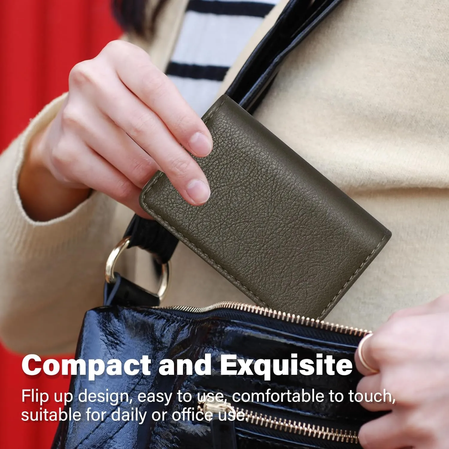RFID Blocking Wallet - Minimalist Leather Business Credit Card Holder (A65-01)