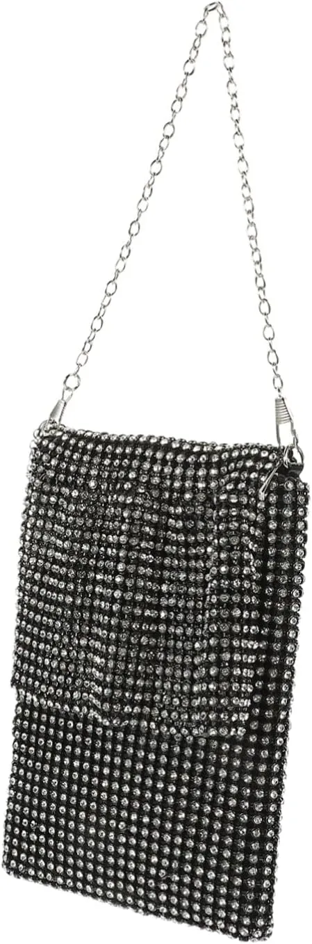 Rhinestone Decor Evening Bag Zipper Clutch Elegant Evening Wedding Purse
