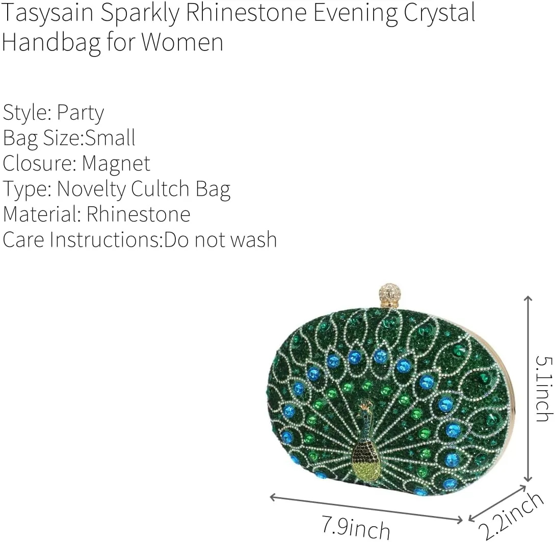 Rhinestone Evening Purses for Women Crystal Diamond Glitter Sparkly Handbag Elegant Shoulder Clutch