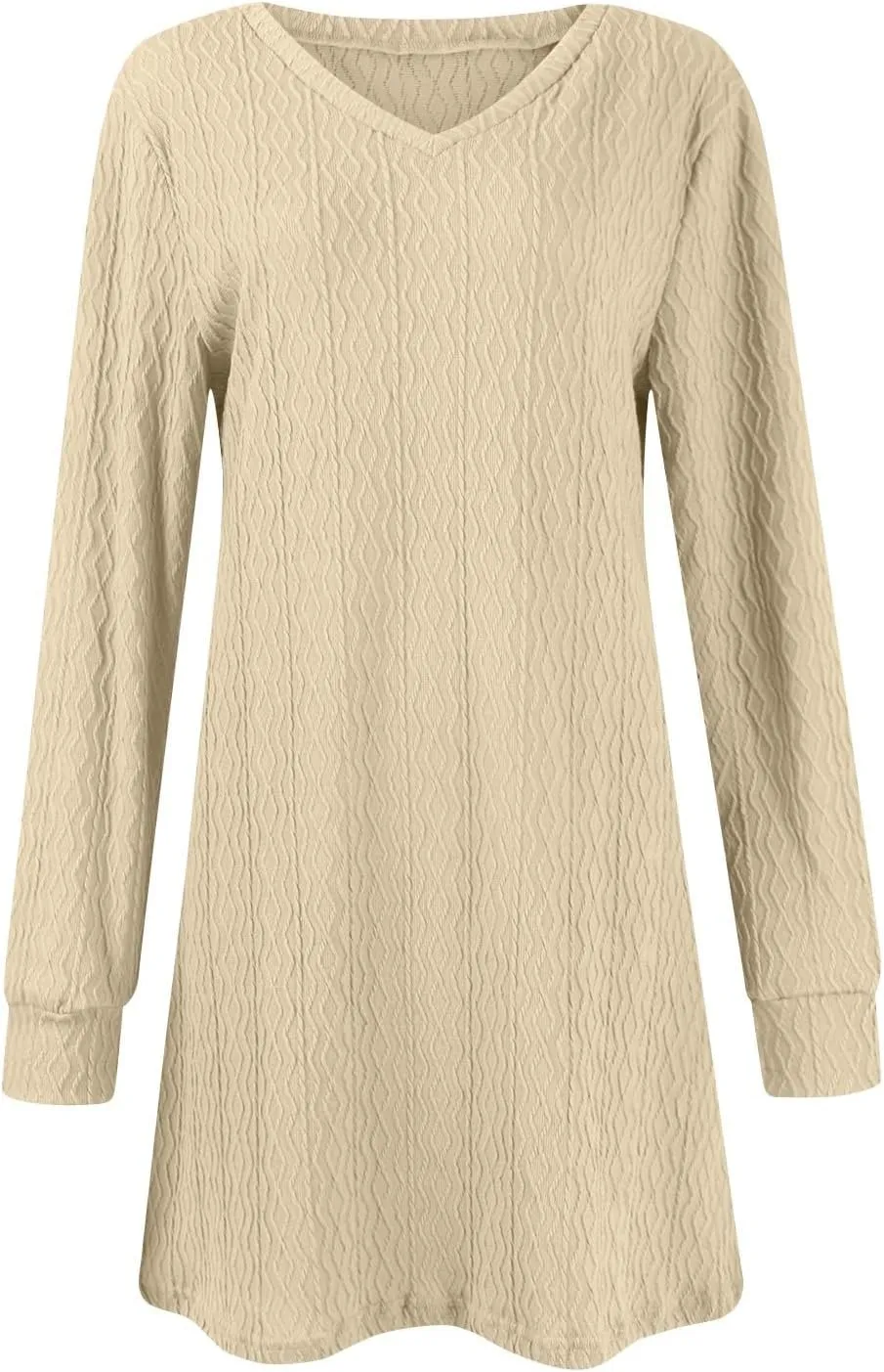 Ribbed Knit Dresses for Women Long Sleeve V Neck Mini A Line Dress Dressy Casual Work Dress Elegant Sweater Dresses