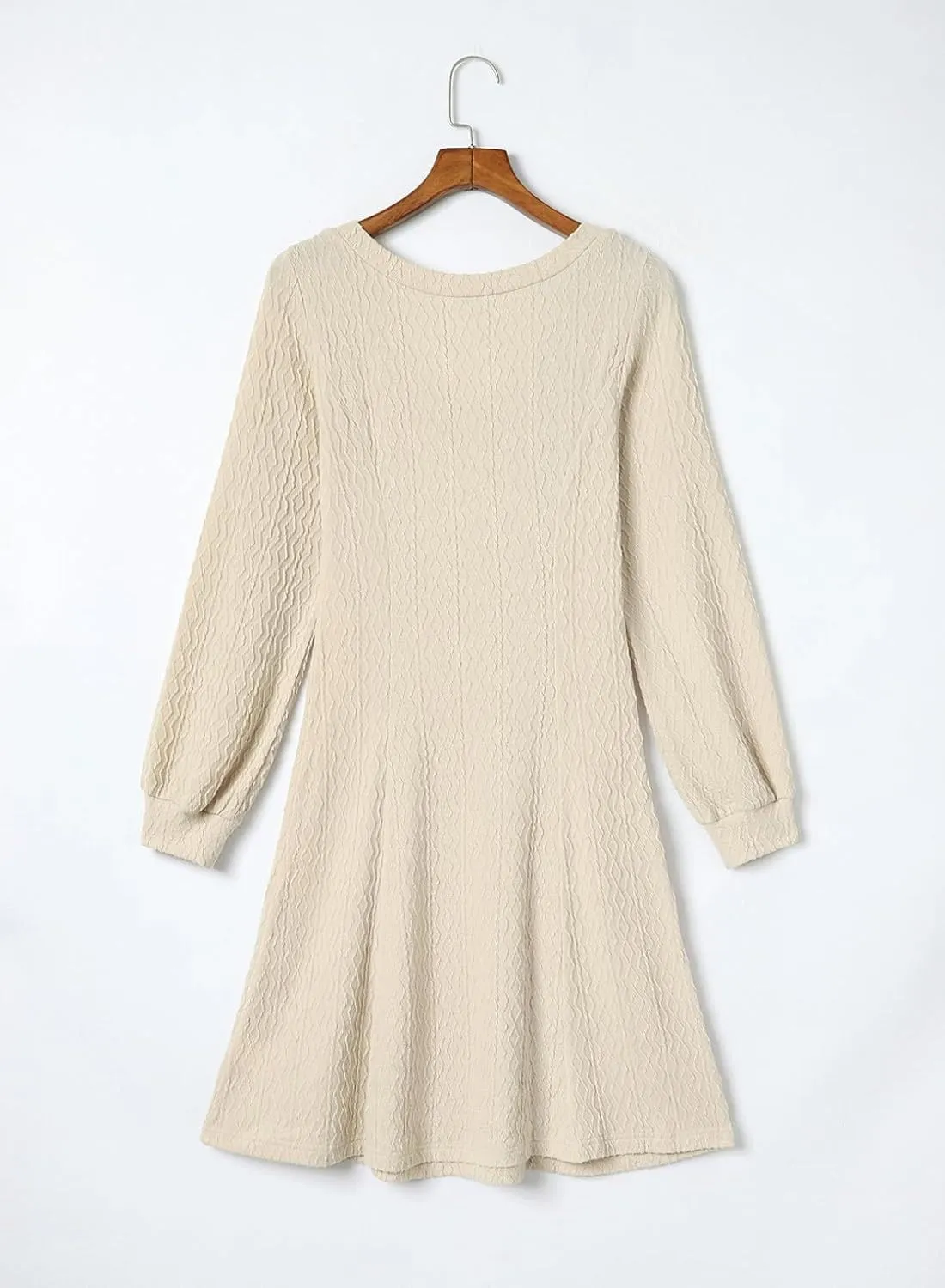 Ribbed Knit Dresses for Women Long Sleeve V Neck Mini A Line Dress Dressy Casual Work Dress Elegant Sweater Dresses