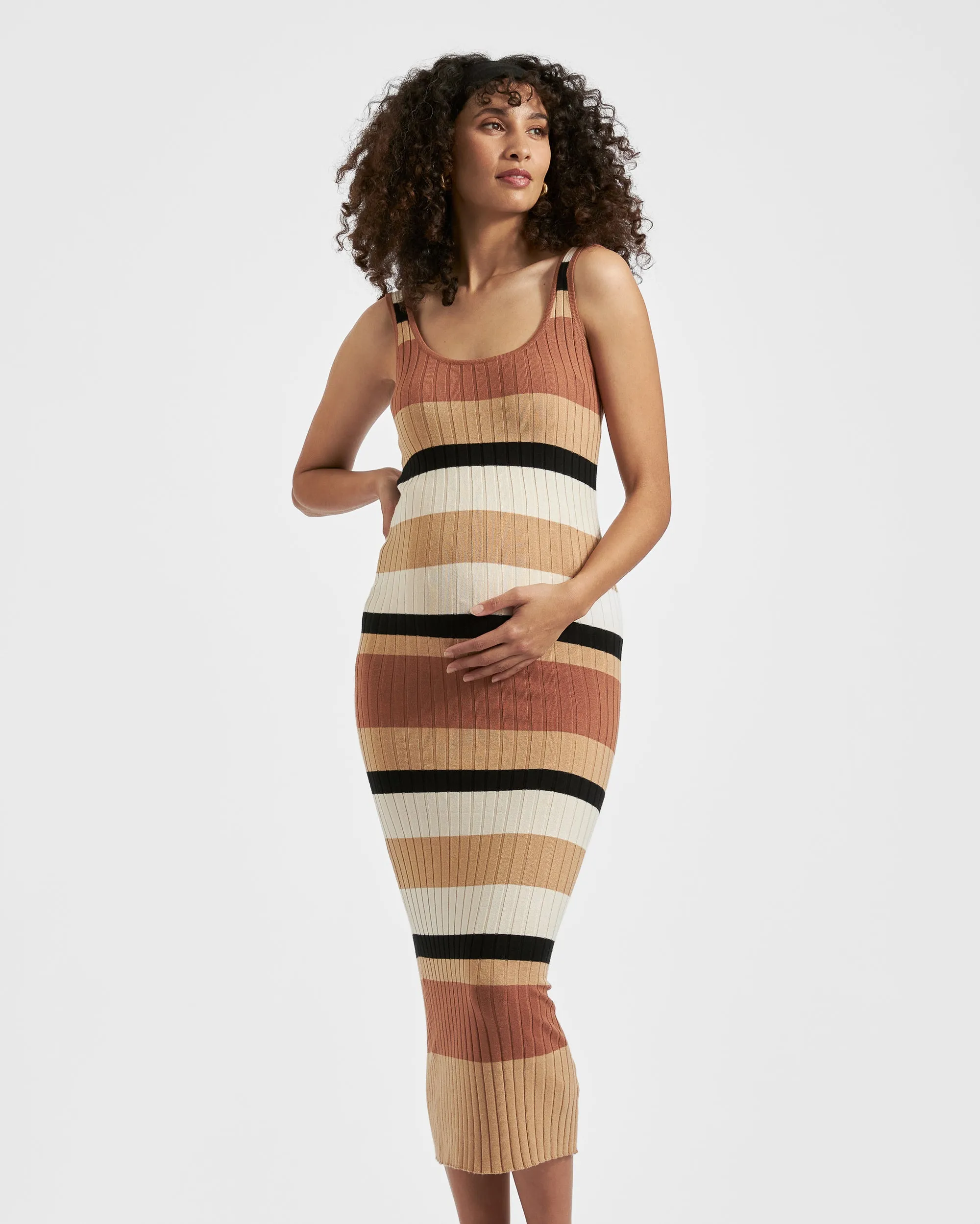 Sarah Stripe Knit Dress  Amber / Natural / Black