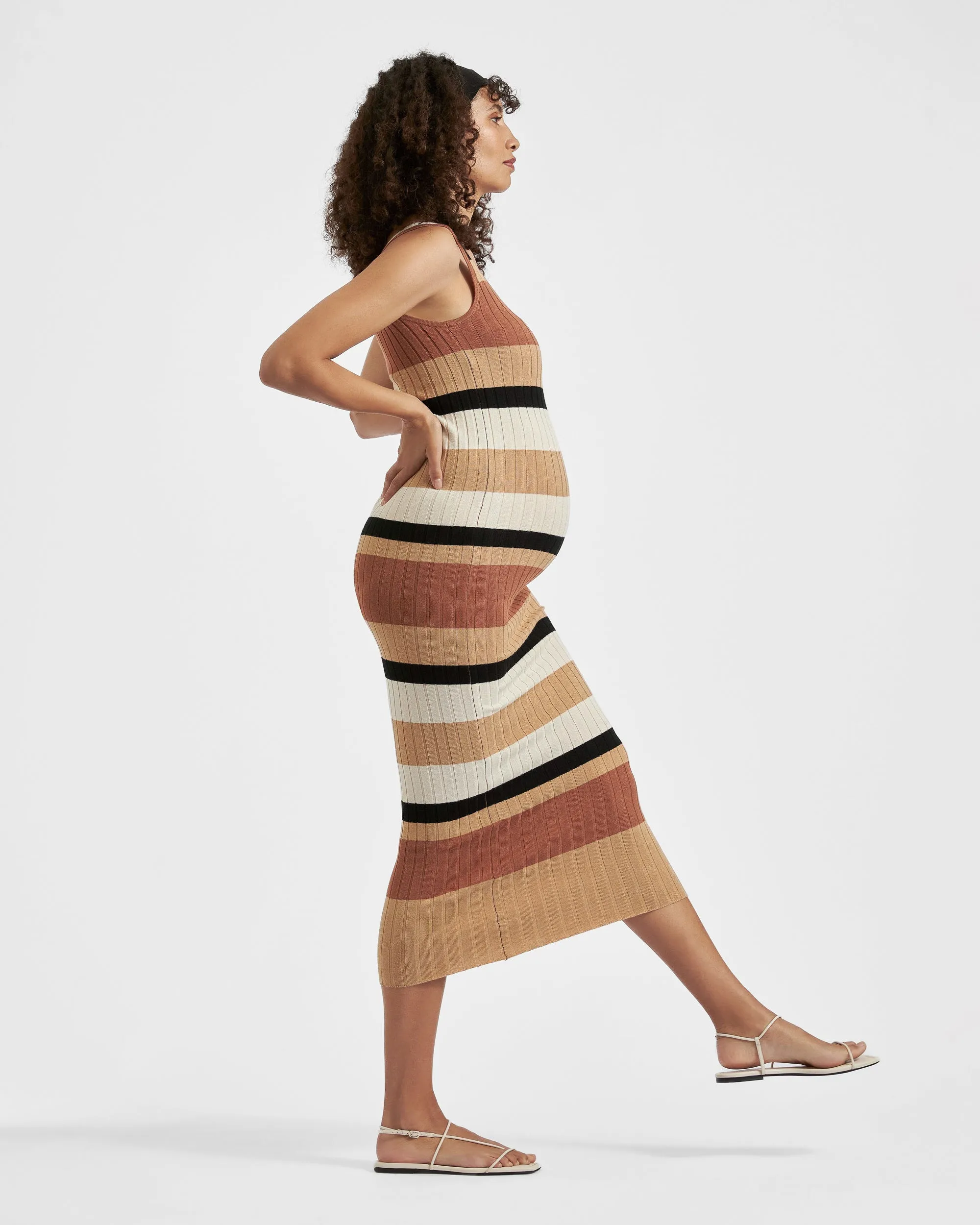 Sarah Stripe Knit Dress  Amber / Natural / Black
