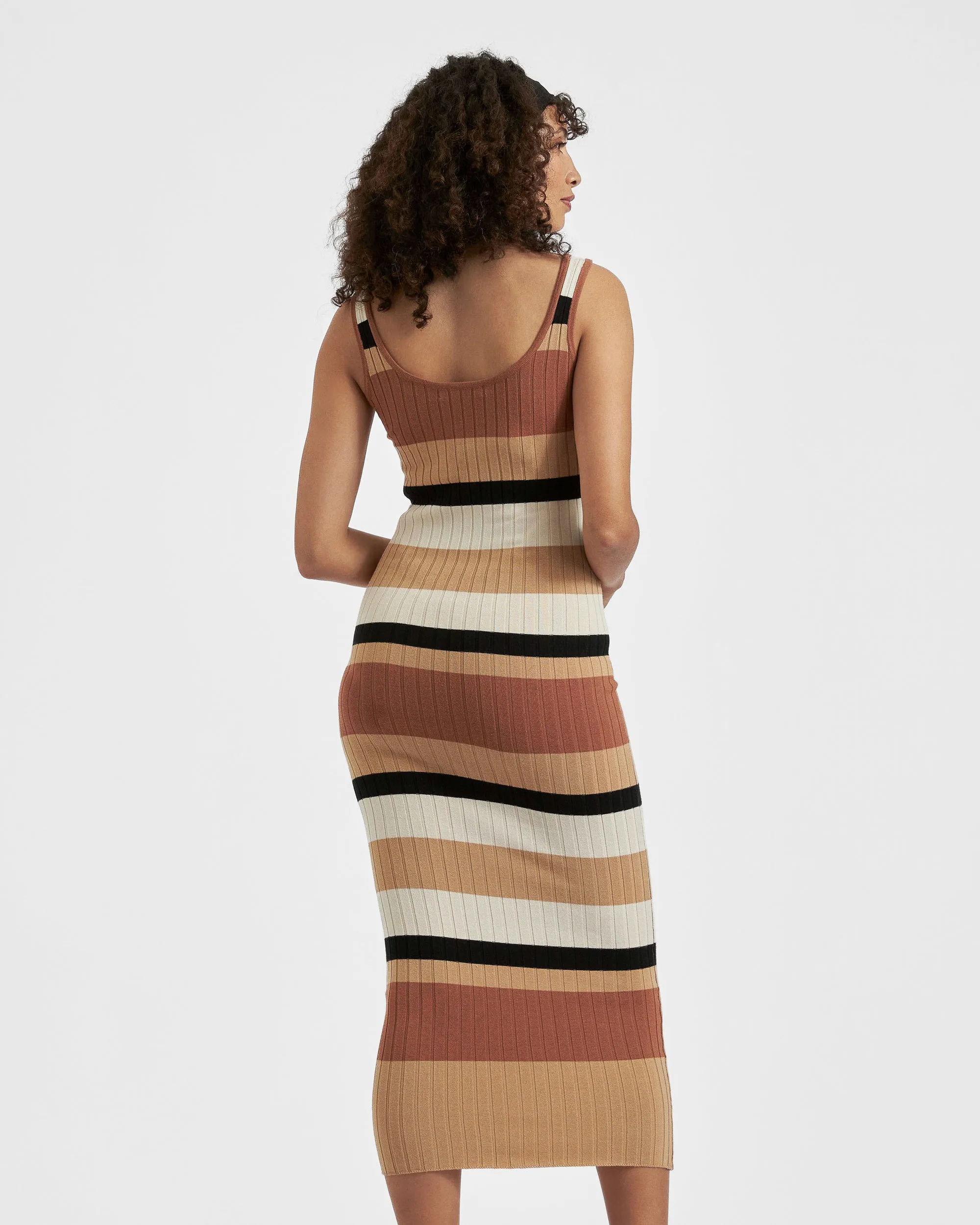 Sarah Stripe Knit Dress  Amber / Natural / Black