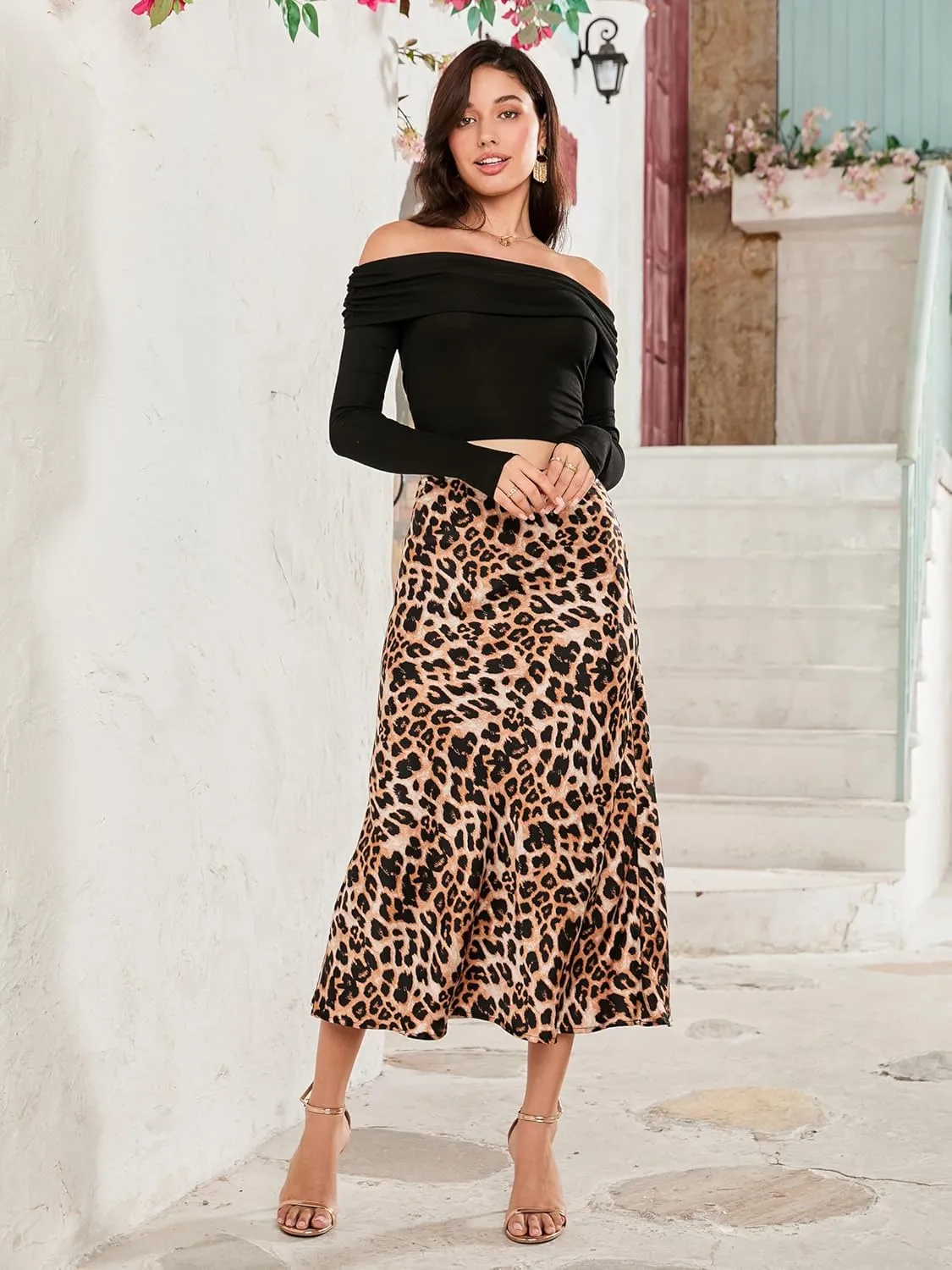 Satin Skirt High Waist Mid Elegant Silk Skirts for Women