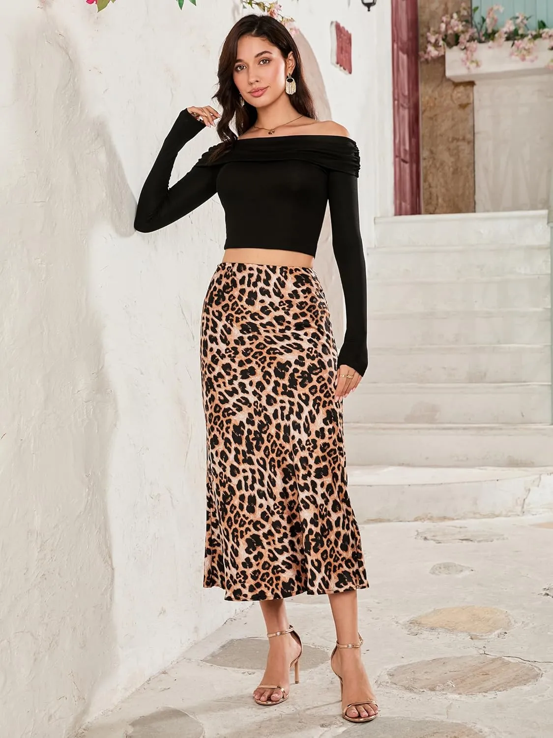 Satin Skirt High Waist Mid Elegant Silk Skirts for Women