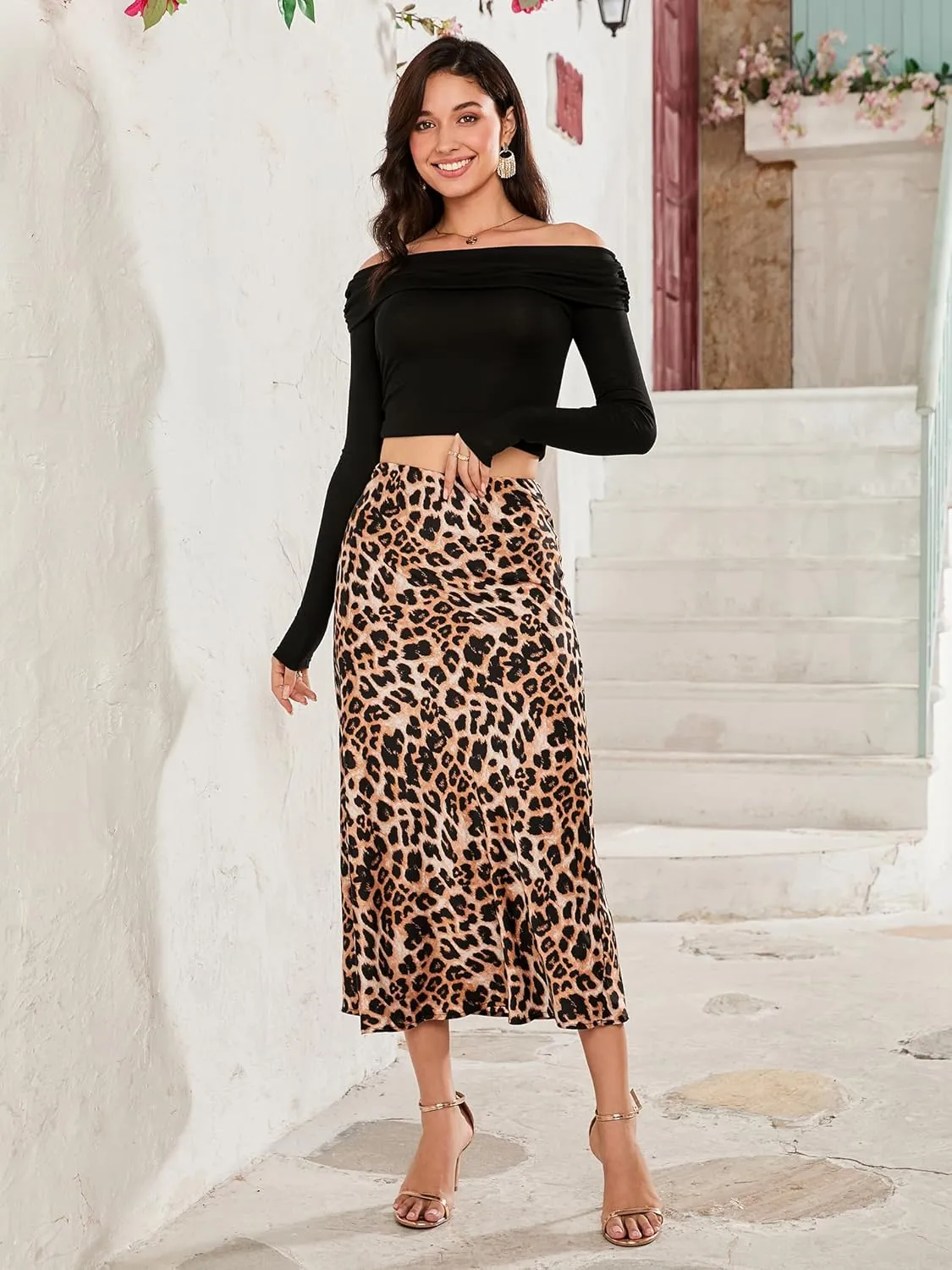 Satin Skirt High Waist Mid Elegant Silk Skirts for Women
