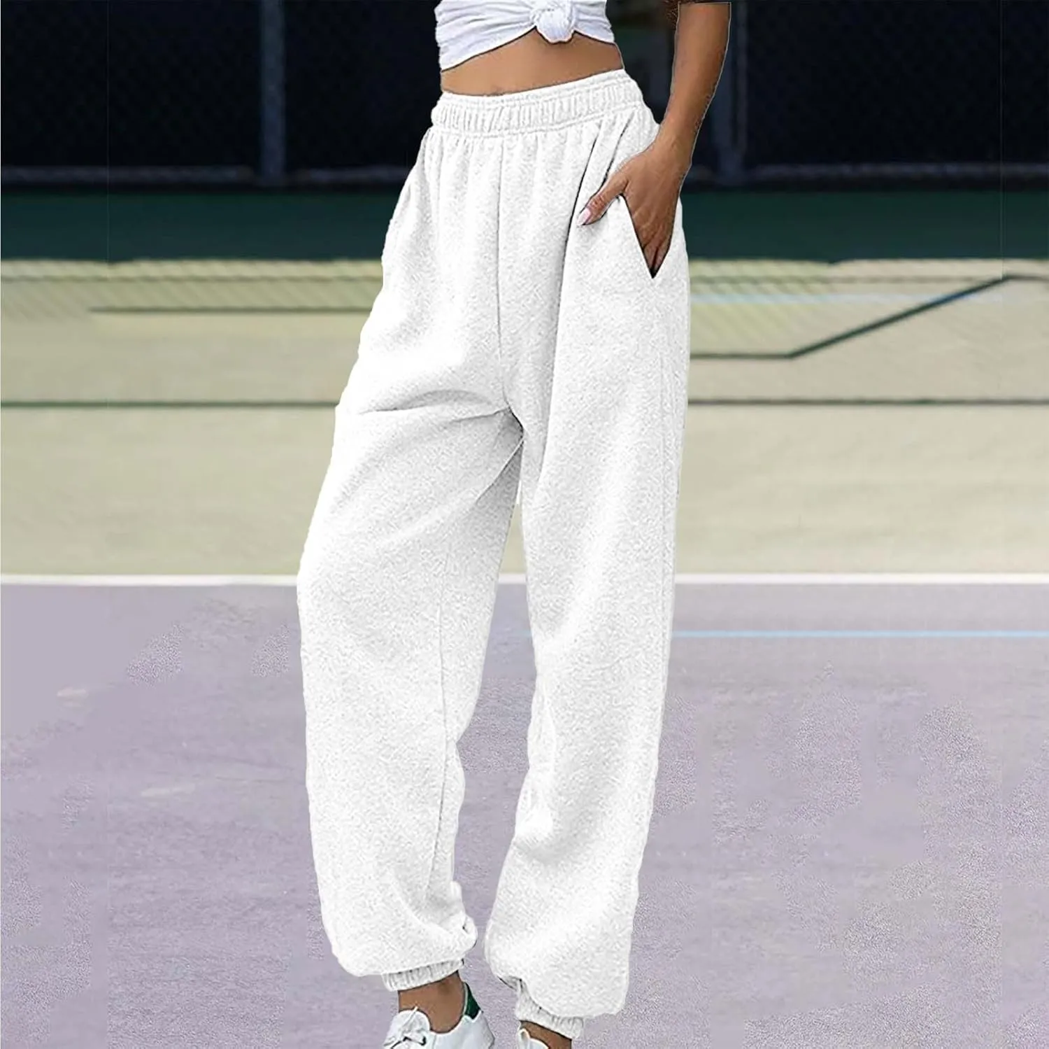SHAOBGE Womens Casual Pants High Waist Women's Sweatpants Petite Length Pockets Pants Casual Women Casual Pants
