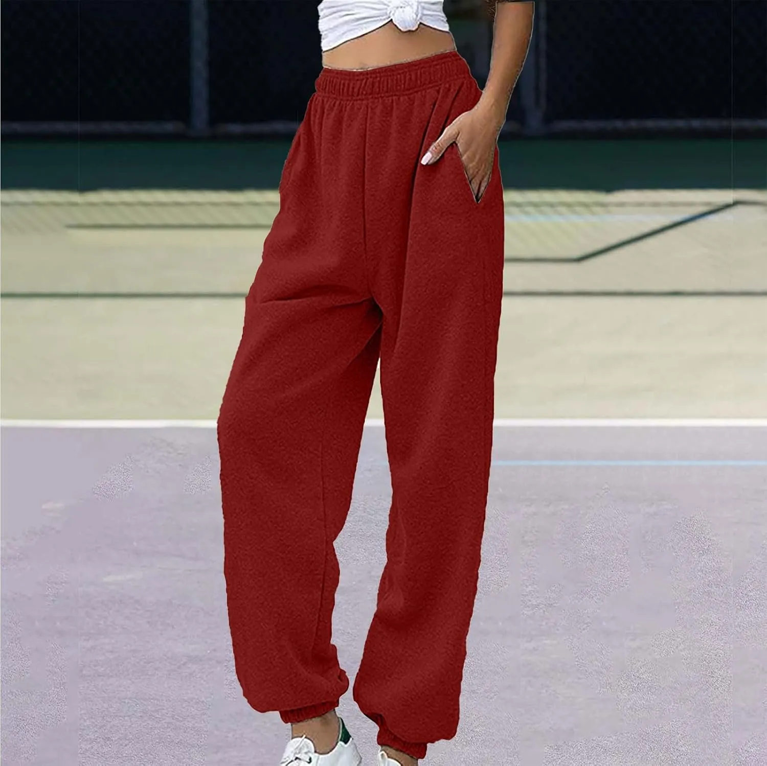 SHAOBGE Womens Casual Pants High Waist Women's Sweatpants Petite Length Pockets Pants Casual Women Casual Pants
