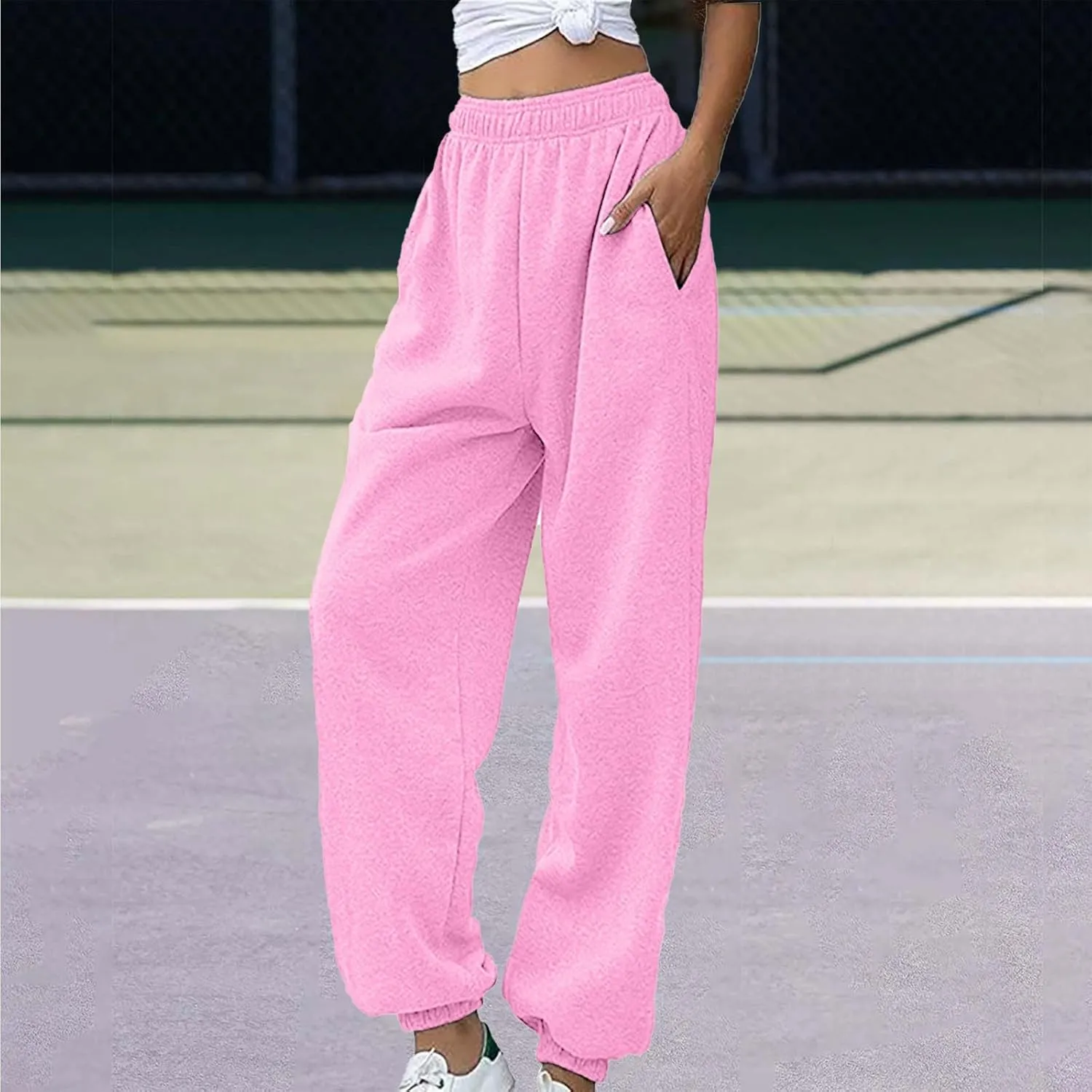 SHAOBGE Womens Casual Pants High Waist Women's Sweatpants Petite Length Pockets Pants Casual Women Casual Pants
