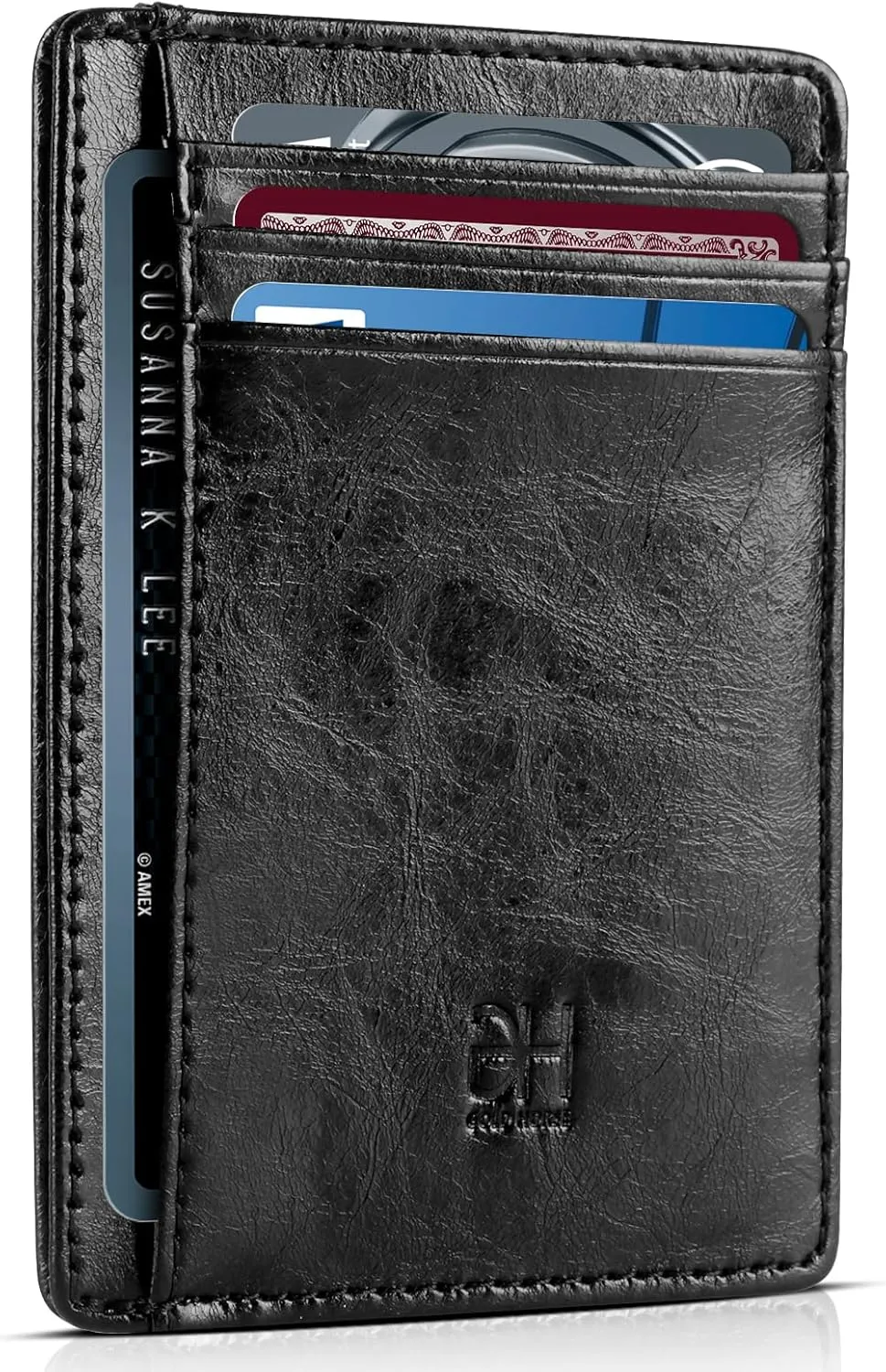 Slim RFID Blocking Card Holder Minimalist Leather Front Pocket Wallet for Women