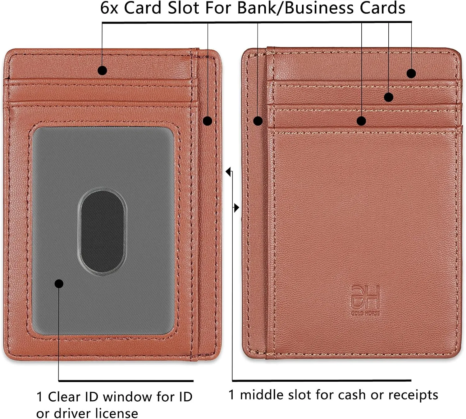Slim RFID Blocking Card Holder Minimalist Leather Front Pocket Wallet for Women