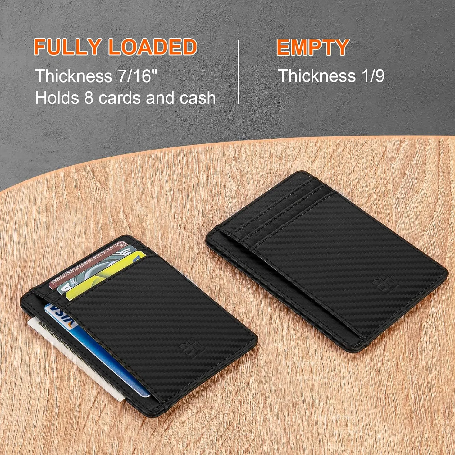 Slim RFID Blocking Card Holder Minimalist Leather Front Pocket Wallet for Women