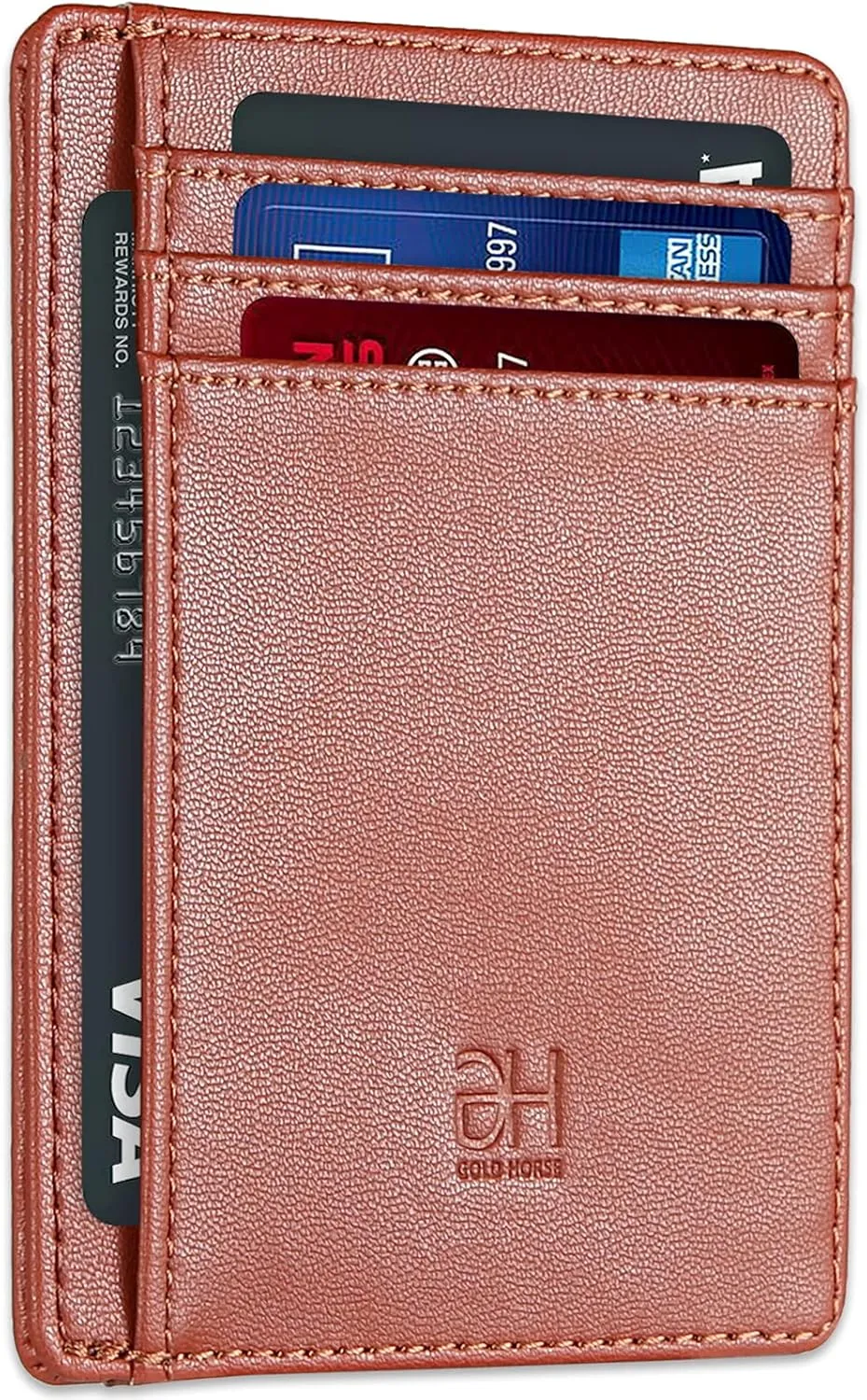 Slim RFID Blocking Card Holder Minimalist Leather Front Pocket Wallet for Women