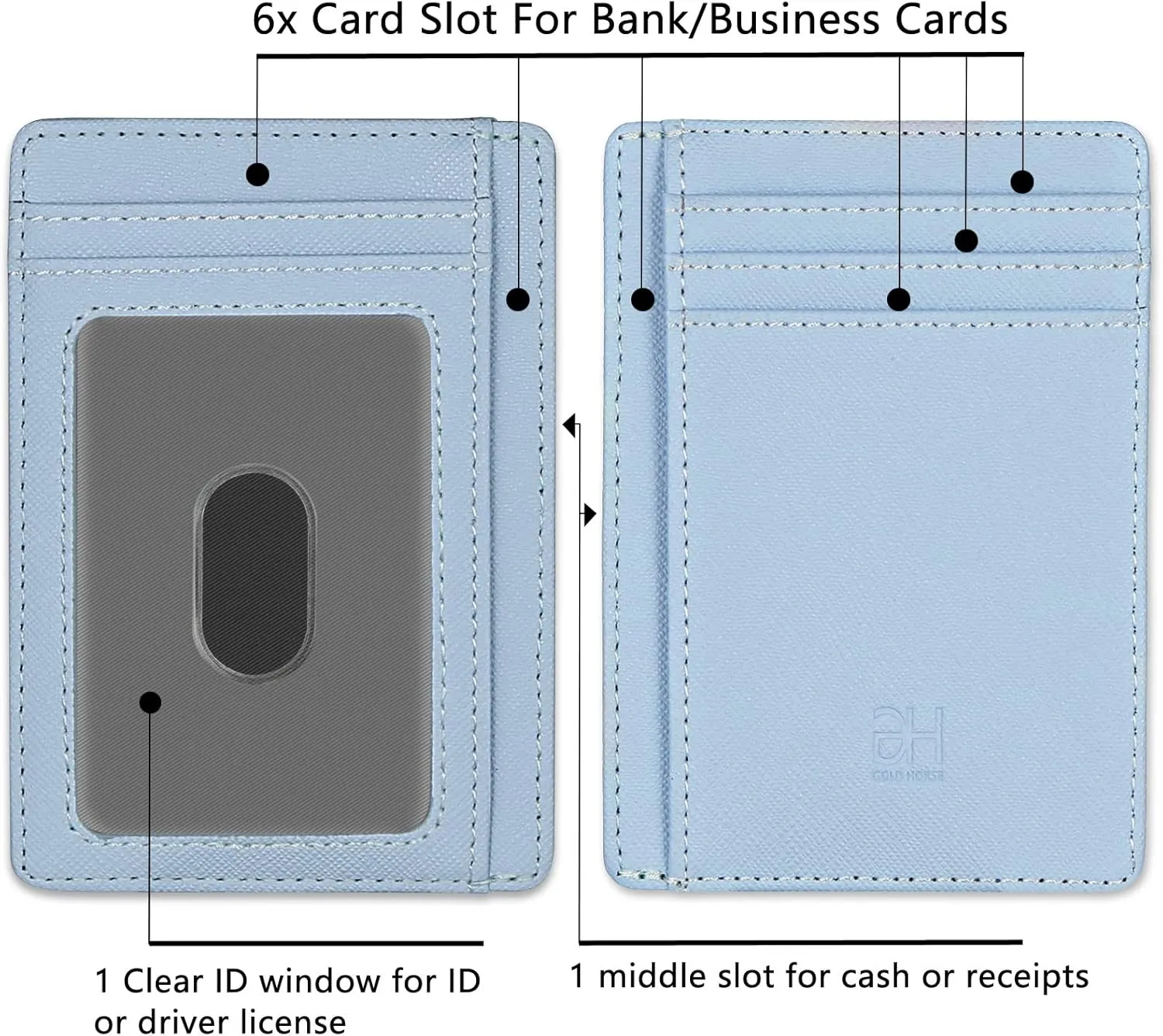 Slim RFID Blocking Card Holder Minimalist Leather Front Pocket Wallet for Women