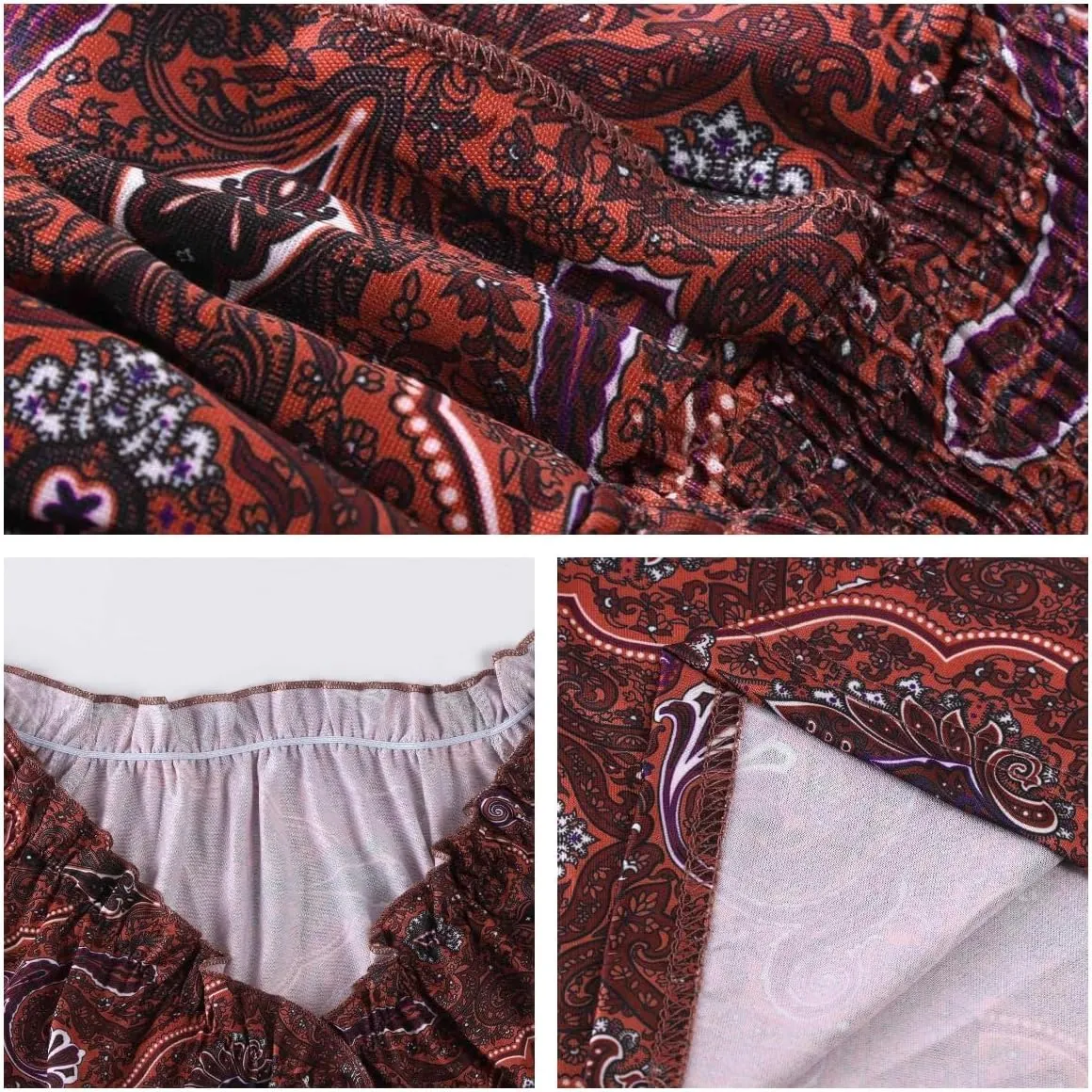 Summer Boho Maxi Dresses for Women Plus Size Floral Print V Neck High Waisted Tiered Smocked Ruffle Swing Hem Dress