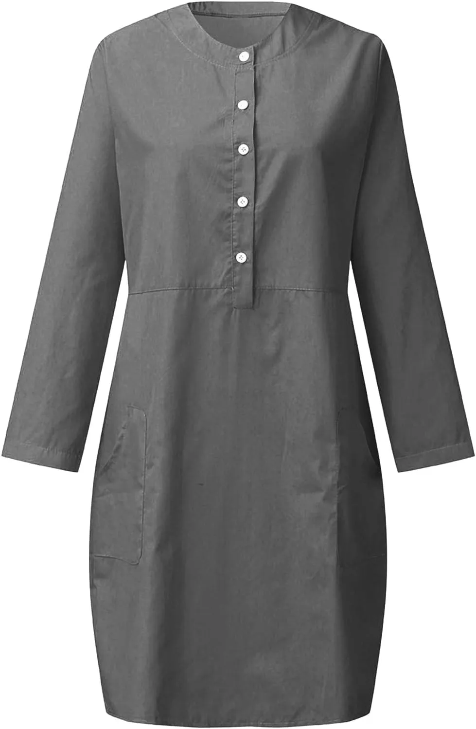 Summer Dresses for Women 2025 Button Casual Long Sleeve Cotton Linen Sundress Elegant Formal Work Dress with Pockets