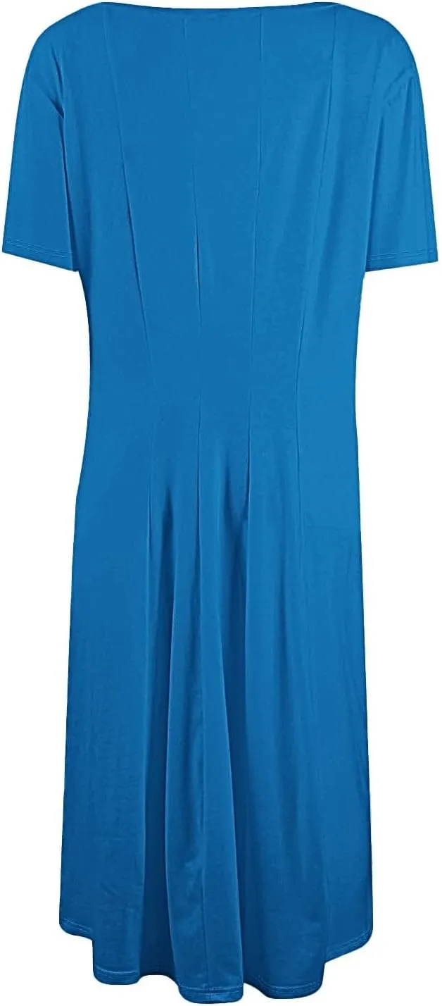 Summer Dresses for Women 2025 Elegant Short Sleeve Midi Dress Casual Plus Size Loose Comfy Flowy Boho Beach Sundress