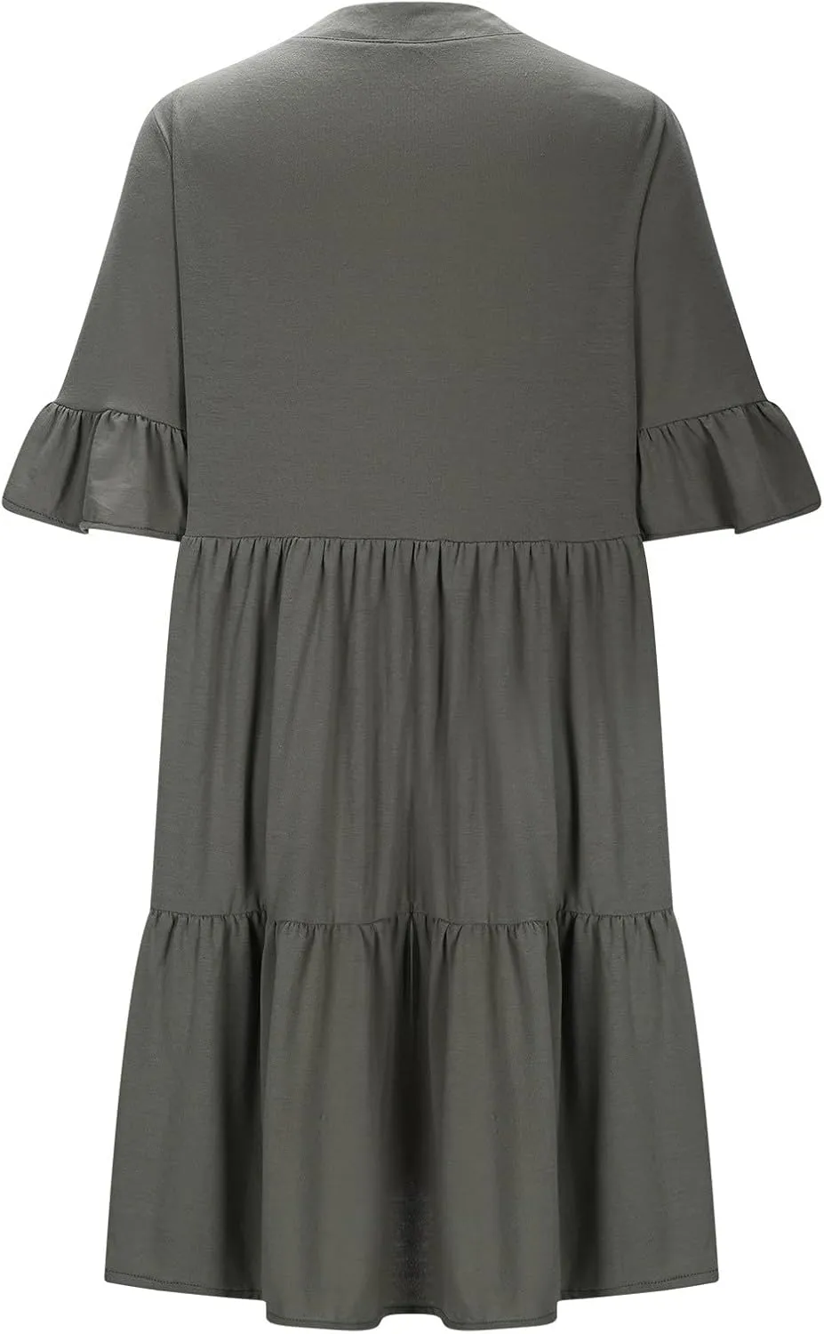 Summer Dresses for Women Casual Ruffle Sleeve Button Down Shirt Dress Tiered Flowy Shift Sundresses with Pockets