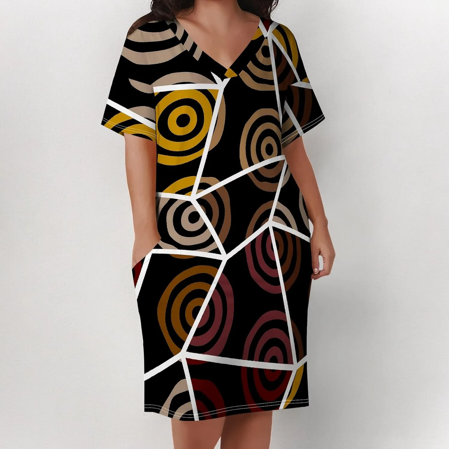 Summer Dresses for Women Tshirt Dress Plus Size Short Sleeve Sundresses A-Line Midi Club Party Dress with Pockets