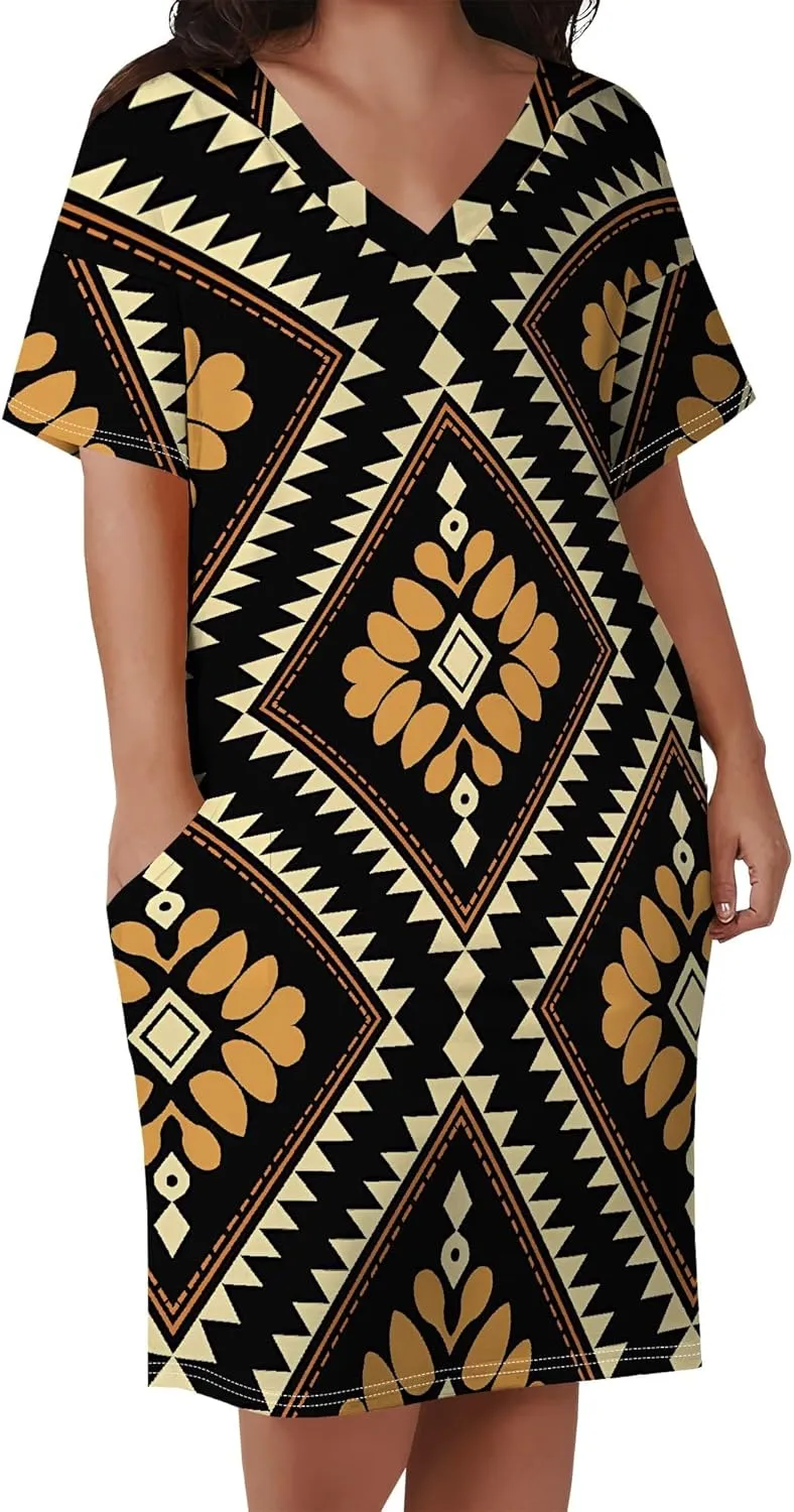 Summer Dresses for Women Tshirt Dress Plus Size Short Sleeve Sundresses A-Line Midi Club Party Dress with Pockets
