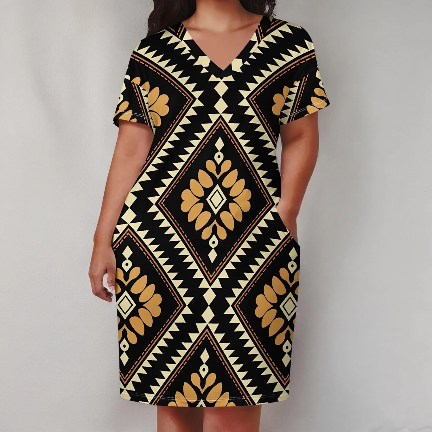 Summer Dresses for Women Tshirt Dress Plus Size Short Sleeve Sundresses A-Line Midi Club Party Dress with Pockets