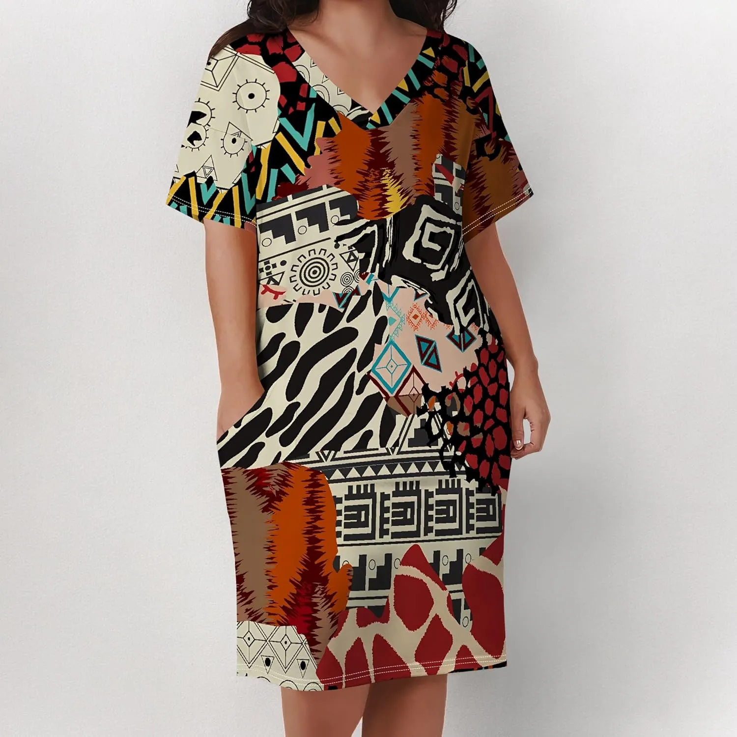 Summer Dresses for Women Tshirt Dress Plus Size Short Sleeve Sundresses A-Line Midi Club Party Dress with Pockets