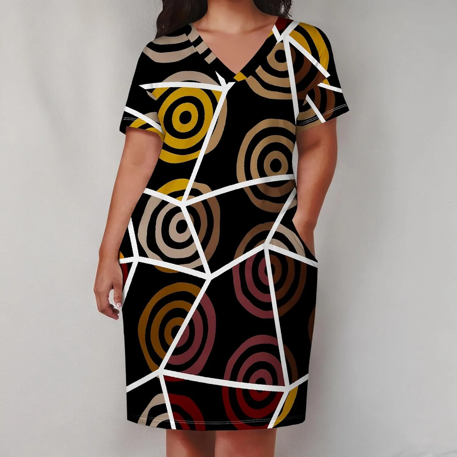 Summer Dresses for Women Tshirt Dress Plus Size Short Sleeve Sundresses A-Line Midi Club Party Dress with Pockets