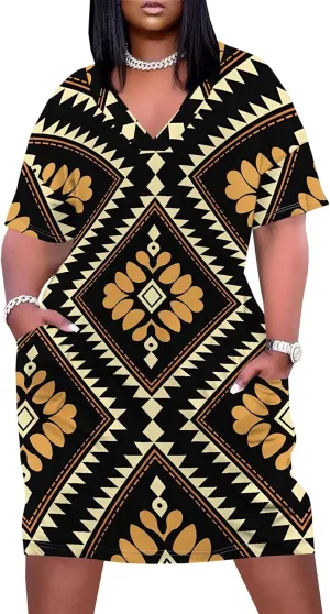 Summer Dresses for Women Tshirt Dress Plus Size Short Sleeve Sundresses A-Line Midi Club Party Dress with Pockets