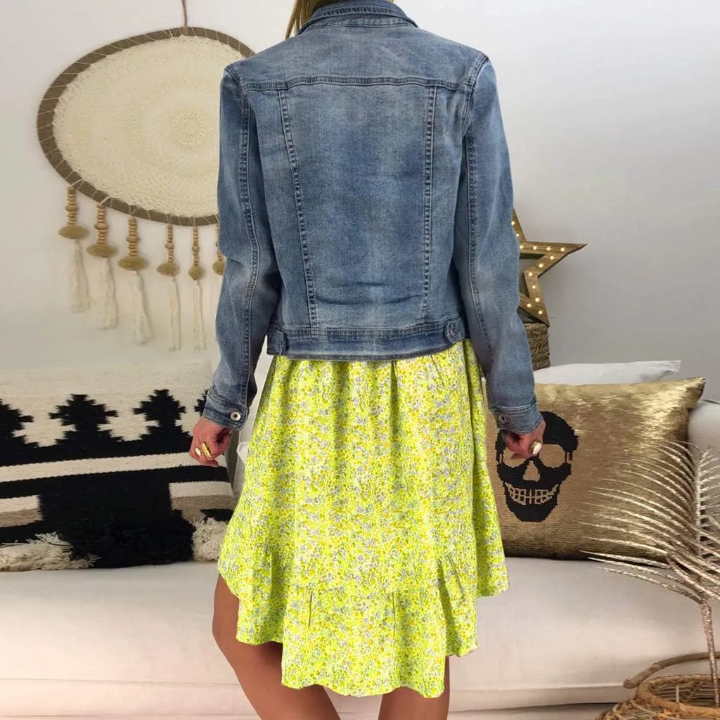 Summer Dresses with Pockets for Women Women's Ladies Sexy Loose Print Hlaf Sleeve Ruffles Mini Dress Summer Dress