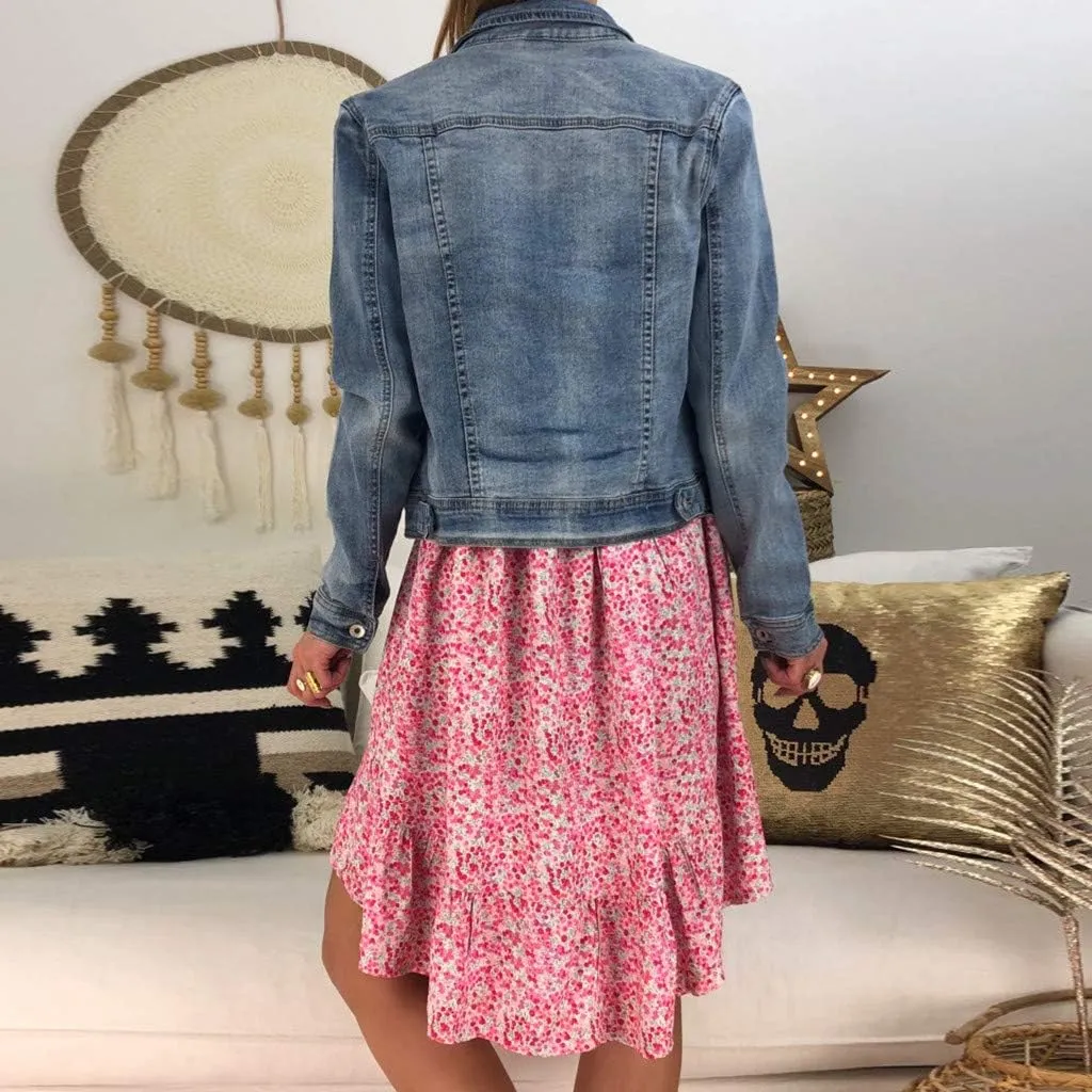 Summer Dresses with Pockets for Women Women's Ladies Sexy Loose Print Hlaf Sleeve Ruffles Mini Dress Summer Dress