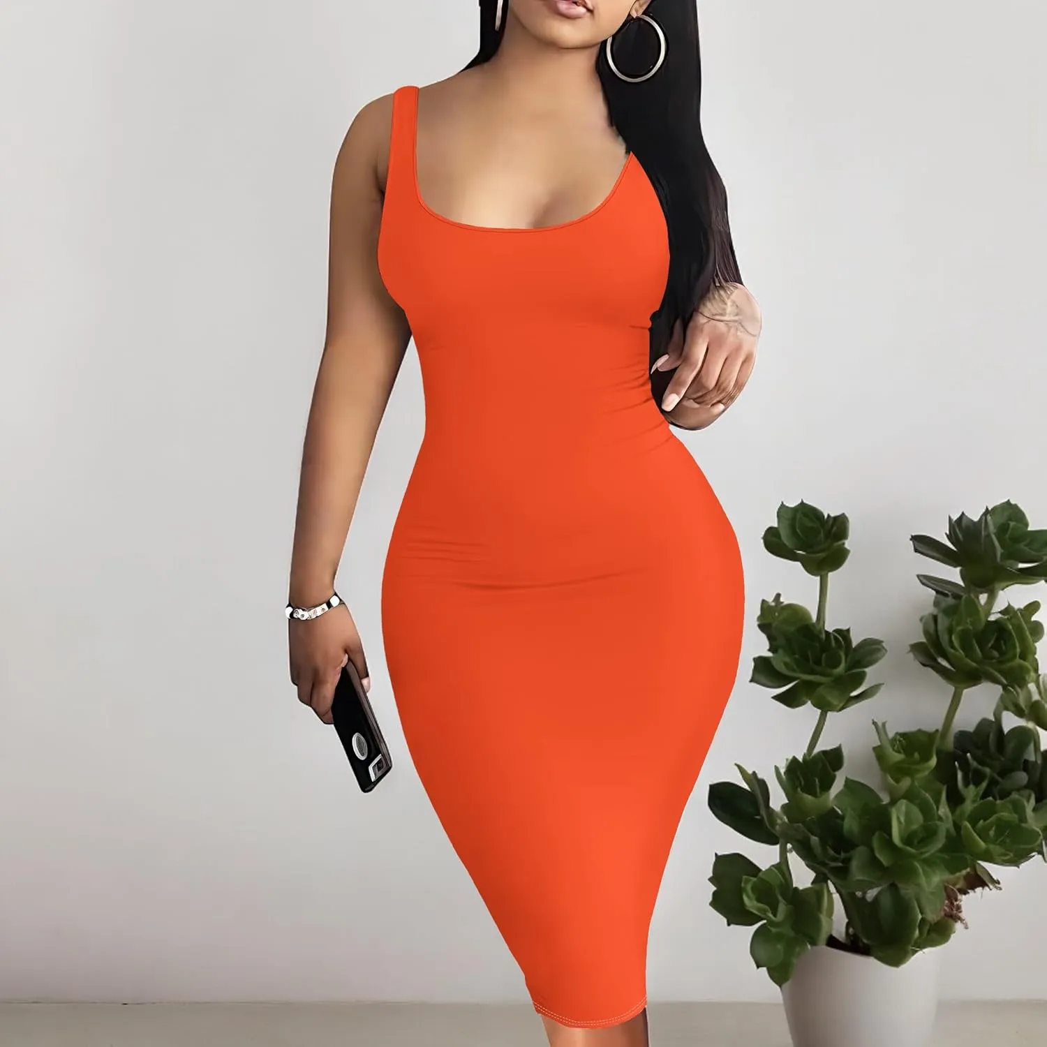 Summer Fashion Sexy Tank Top Bodycon Dress Date Night Dress Pencil Sleeveless Midi Club Dresses S-3XL