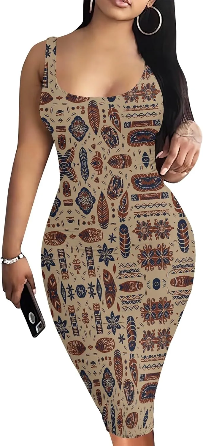 Summer Fashion Sexy Tank Top Bodycon Dress Date Night Dress Pencil Sleeveless Midi Club Dresses S-3XL