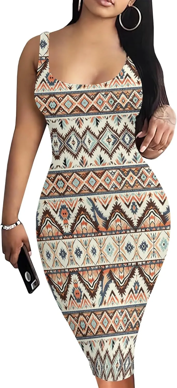 Summer Fashion Sexy Tank Top Bodycon Dress Date Night Dress Pencil Sleeveless Midi Club Dresses S-3XL