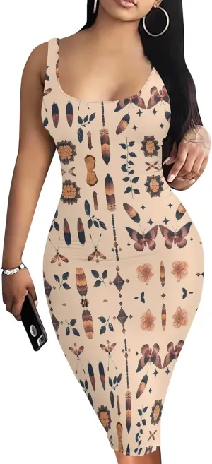 Summer Fashion Sexy Tank Top Bodycon Dress Date Night Dress Pencil Sleeveless Midi Club Dresses S-3XL