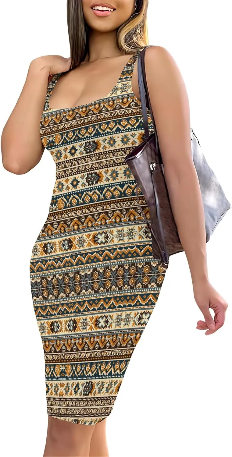 Summer Fashion Sexy Tank Top Bodycon Dress Date Night Dress Pencil Sleeveless Midi Club Dresses S-3XL