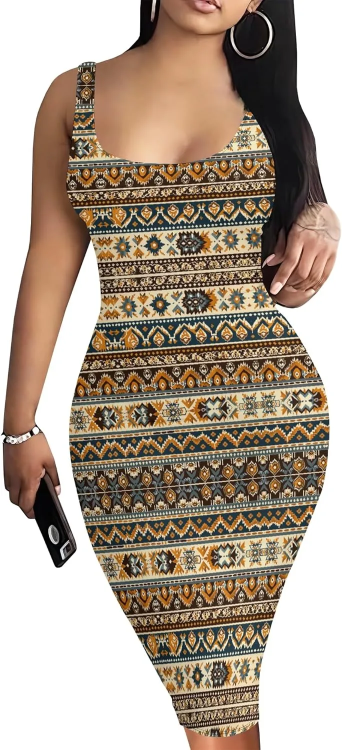 Summer Fashion Sexy Tank Top Bodycon Dress Date Night Dress Pencil Sleeveless Midi Club Dresses S-3XL