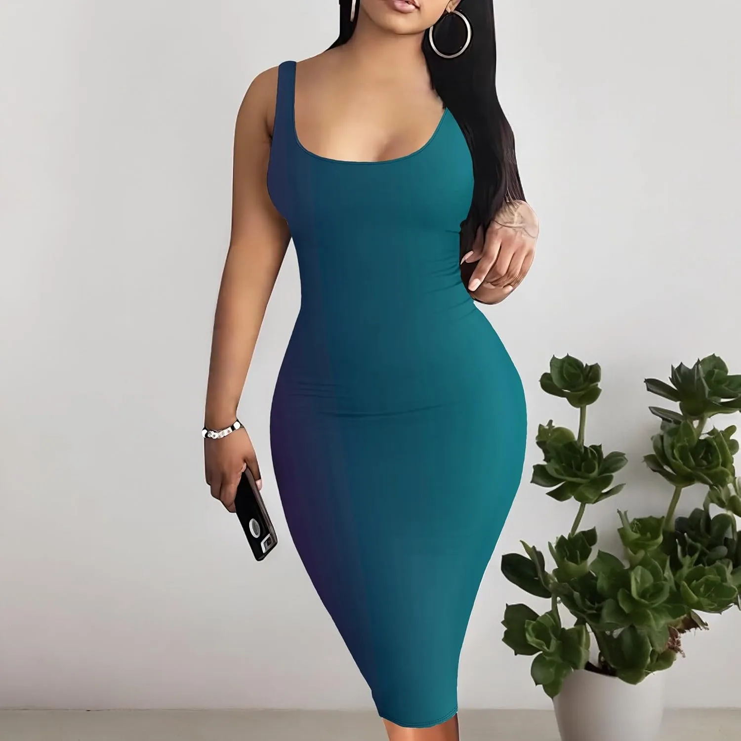 Summer Fashion Sexy Tank Top Bodycon Dress Date Night Dress Pencil Sleeveless Midi Club Dresses S-3XL