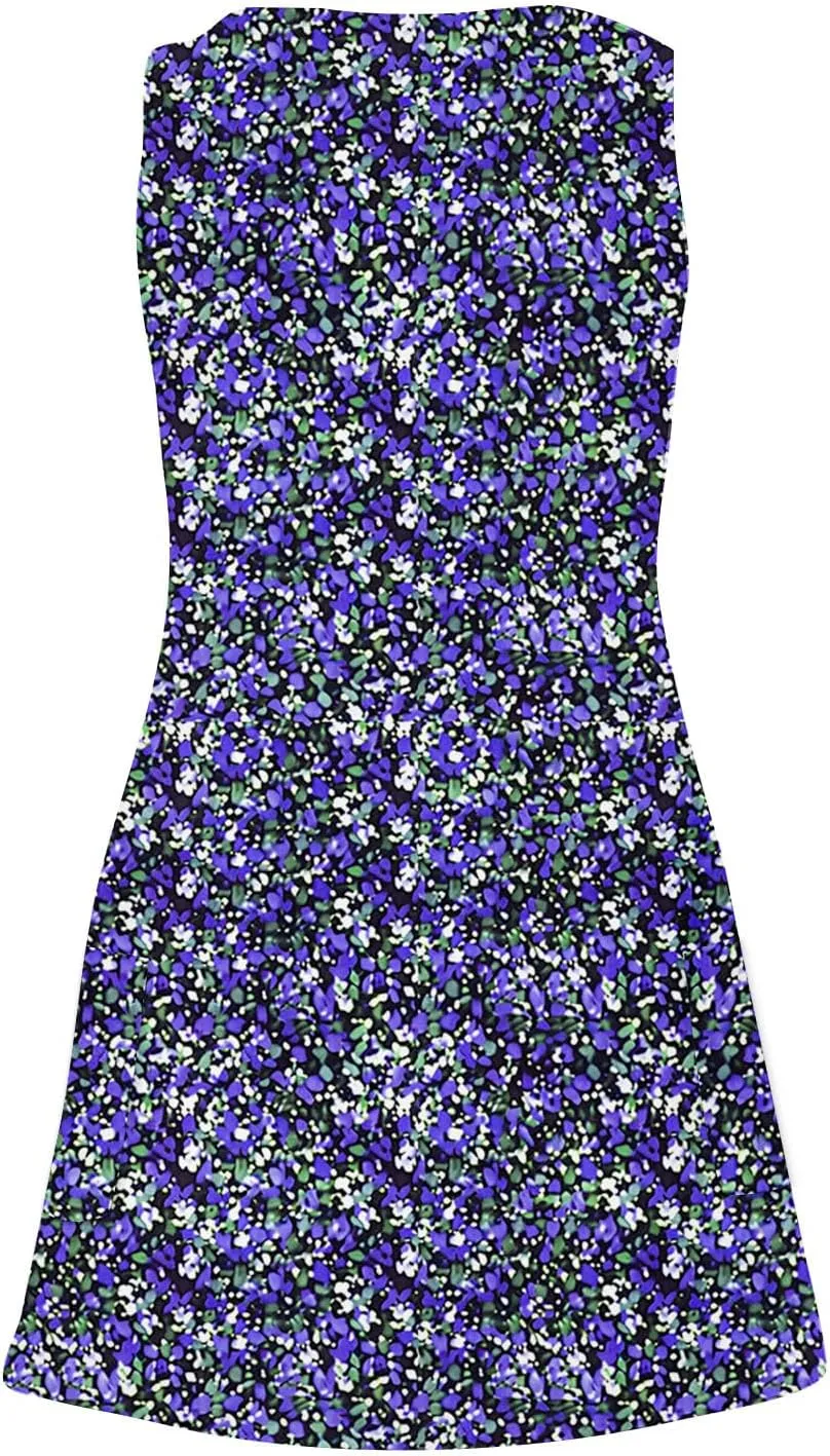Summer Floral Dress for Women Casual Sleeveless V Neck Tank Dresses Womens Boho Beach Vacation Mini Sundress