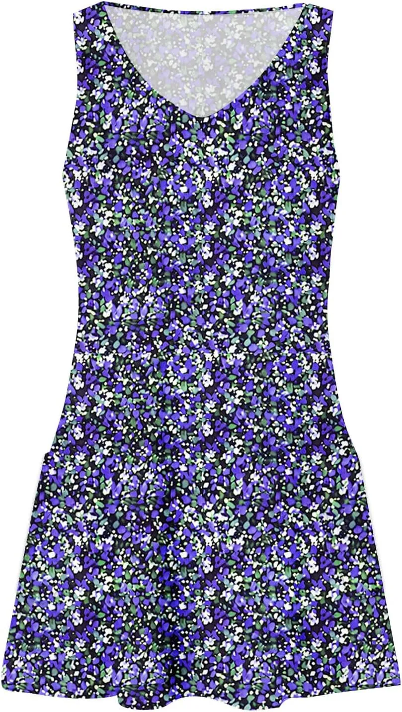 Summer Floral Dress for Women Casual Sleeveless V Neck Tank Dresses Womens Boho Beach Vacation Mini Sundress