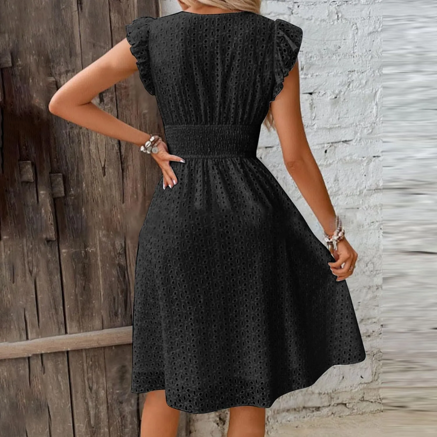 TARIENDY Beach Dresses for Women 2025 Vacation,Womens Hollow Out lace Sundresses Sleeveless Dress Comfy v Neck Sundress