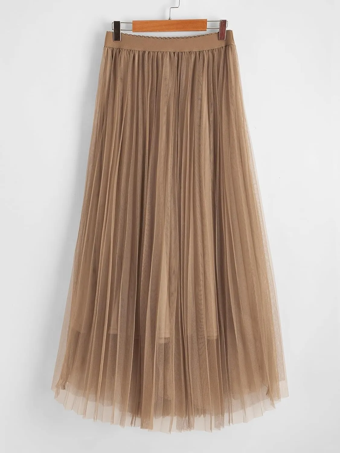 TIMEKE Women's Long Skirt Waist Mesh Skirt Elegant Midi Skirt