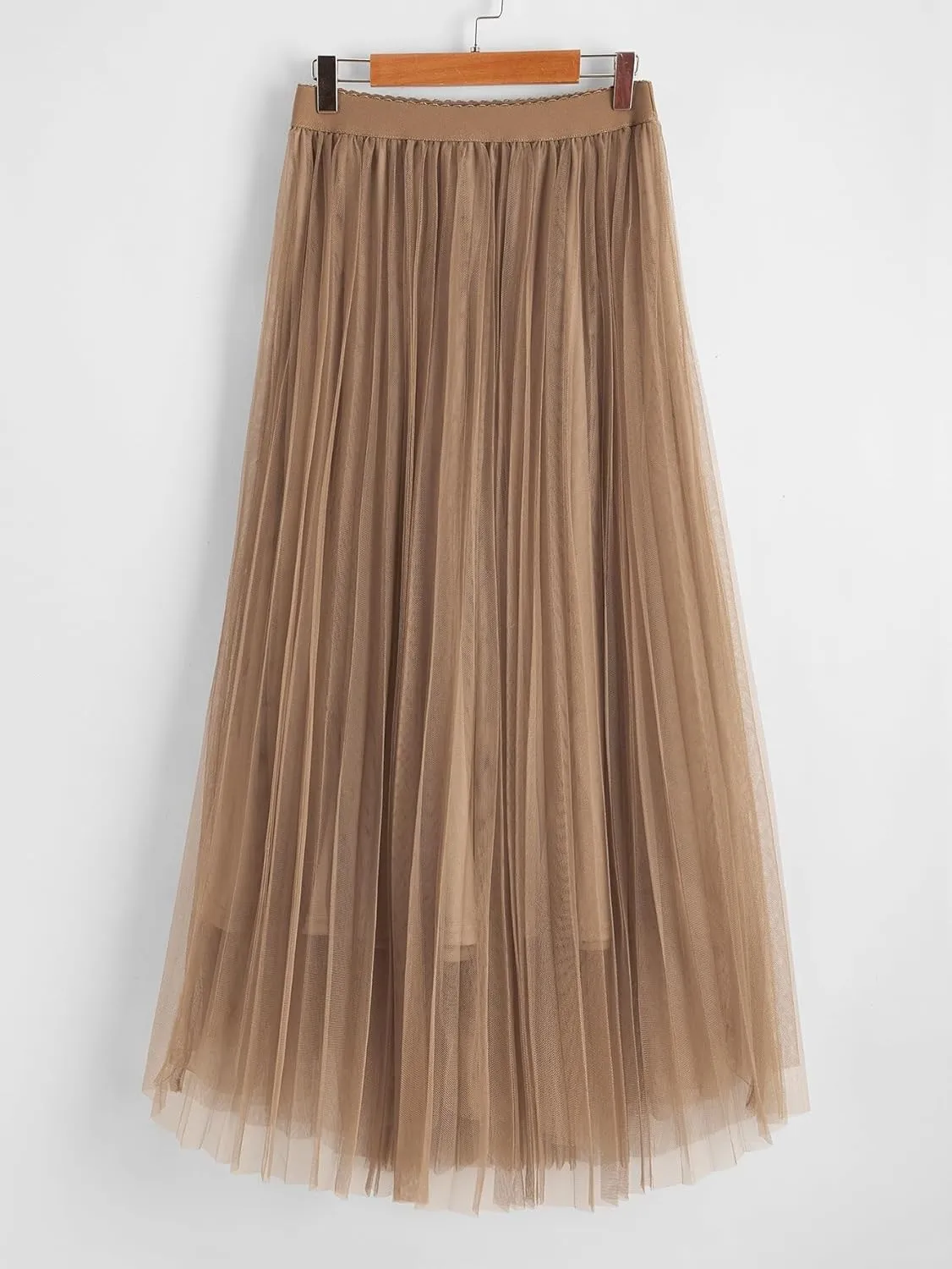 TIMEKE Women's Long Skirt Waist Mesh Skirt Elegant Midi Skirt