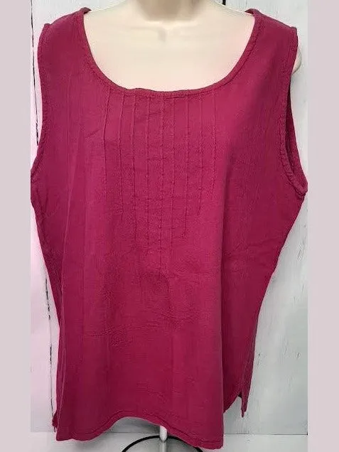 Top- Pleated Tank-Fushia-Women's-S-1265